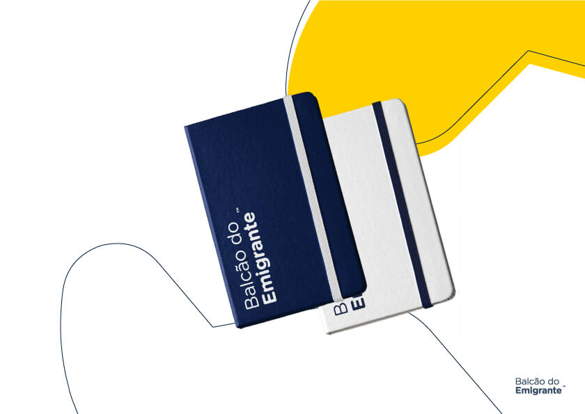 Bloco de notas azul ou branco - Balcão do Emigrante