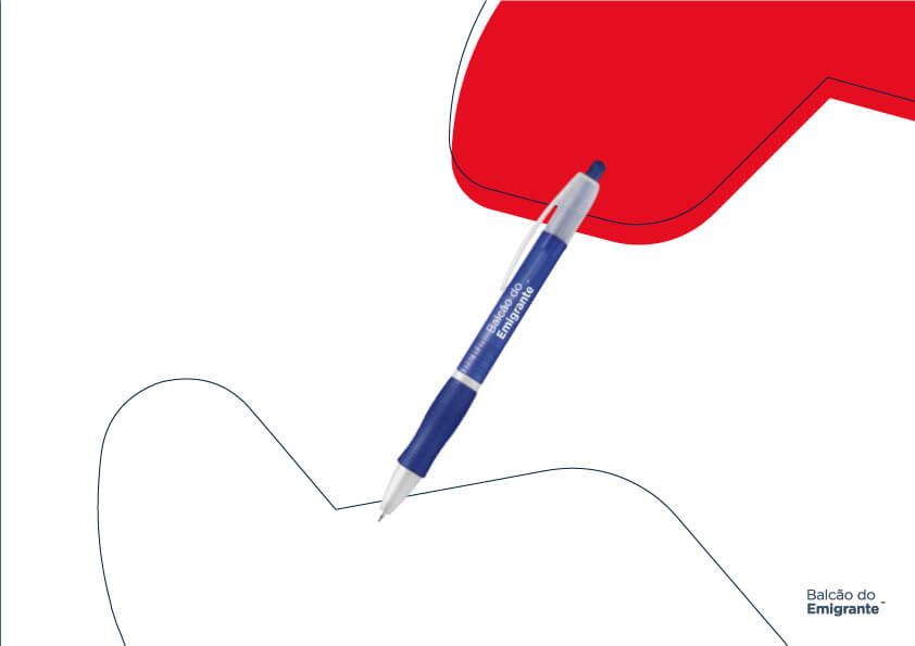 Caneta azul - Balcão do Emigrante